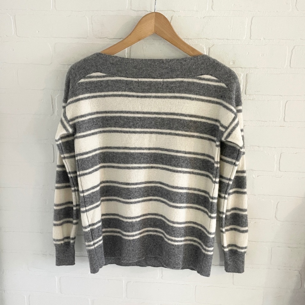Paul Costelloe Cashmere Wool Striped Boat Neck Knit Sweater Nautical Coastal S - Picture 7 of 13